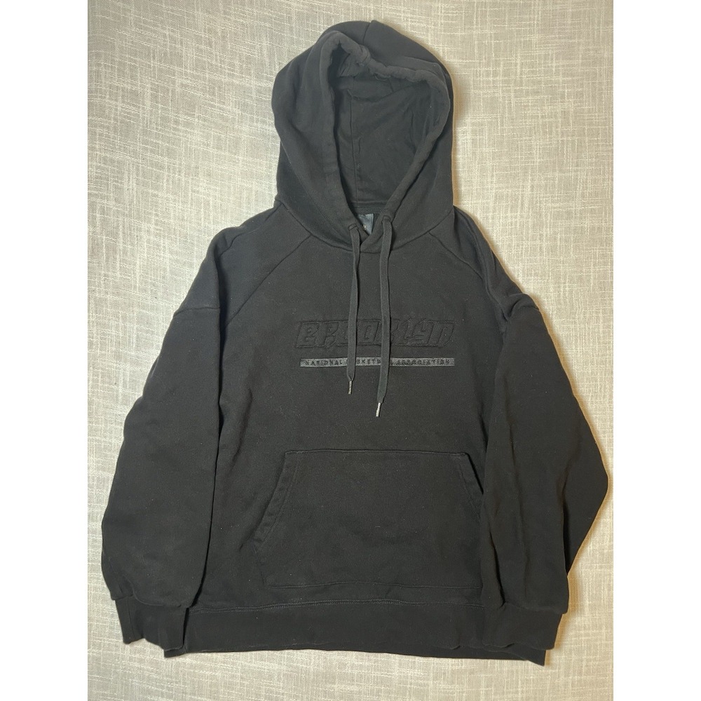 Brooklyn Nets Men's Size LARGE Pullover Hoodie NBA Style Black Sweatshirt